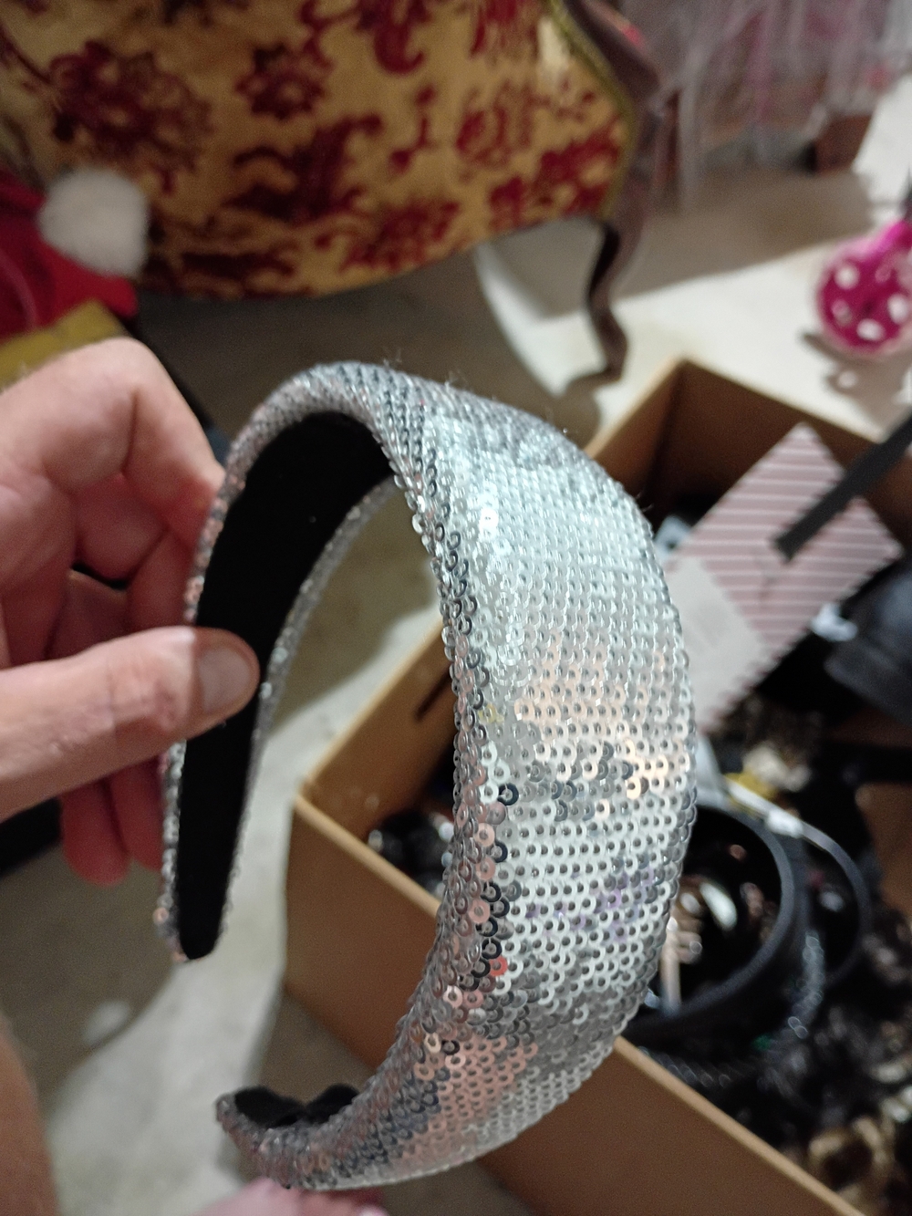 Sequin Padded Headband - Silver Sparkle Variety